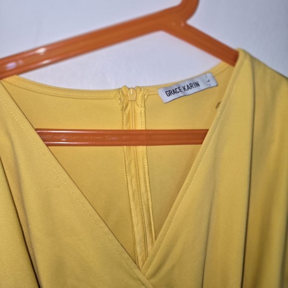 Grace Karin Yellow and Black Midi Dress - Picture 2 of 3